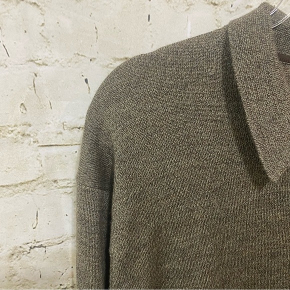Jos A Bank Greenish Brown Italian Merino Wool Collared Sweater - Picture 2 of 4